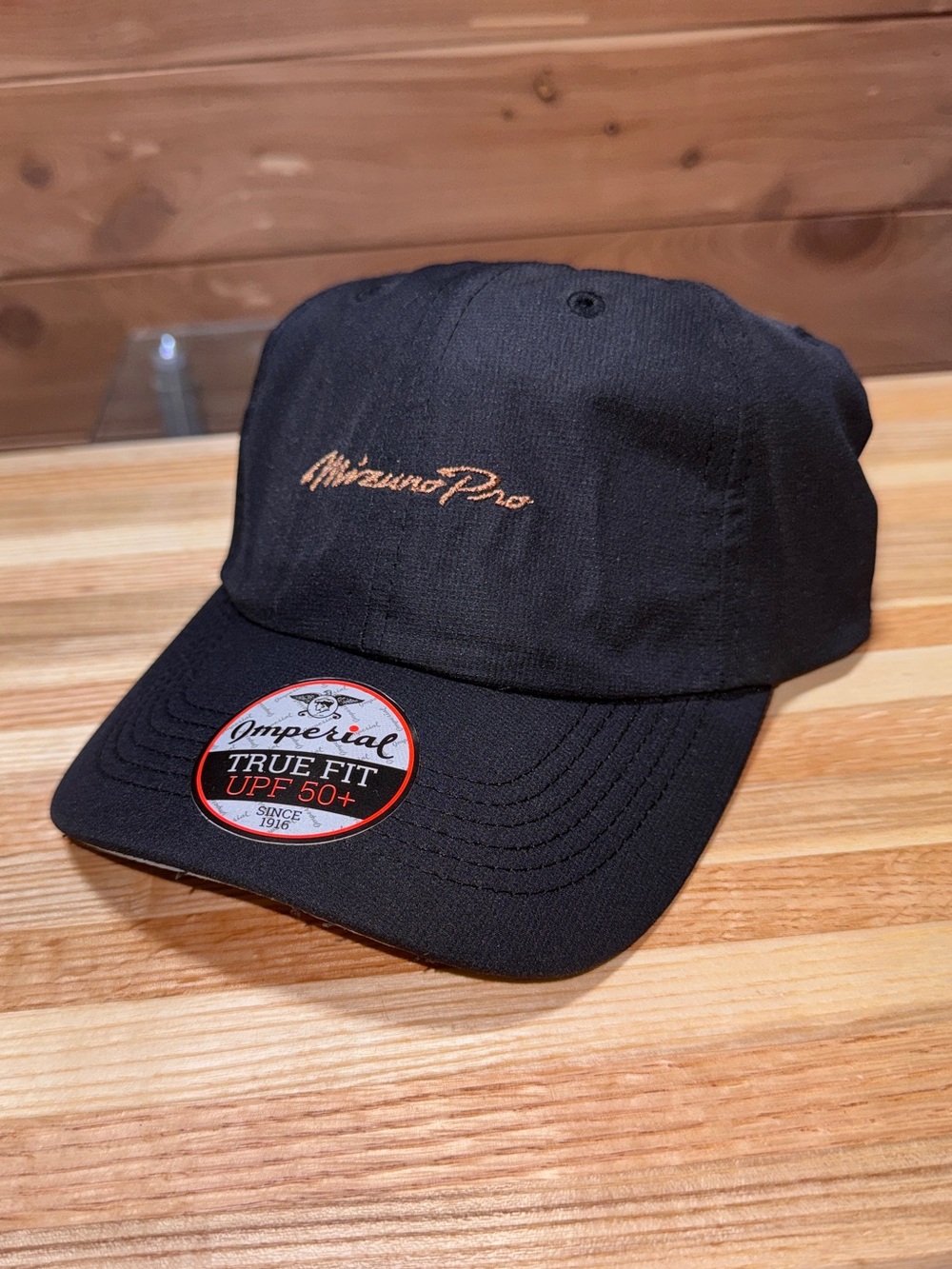 New Mizuno Pro x Imperial True Fit Golf Black Hat Cap NWT UPF 50+
